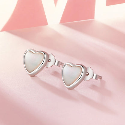 925 Sterling Silver White Shell Plated White Gold Earrings Size 7*8mm