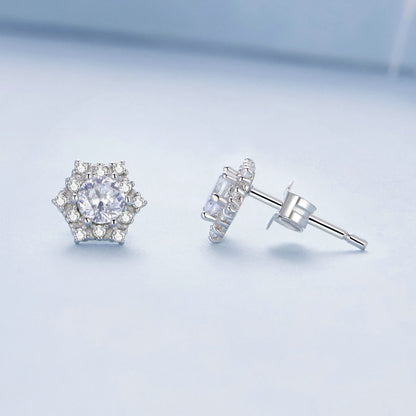925 Sterling Silver Pavé Setting CZ Platinum Plated Earrings