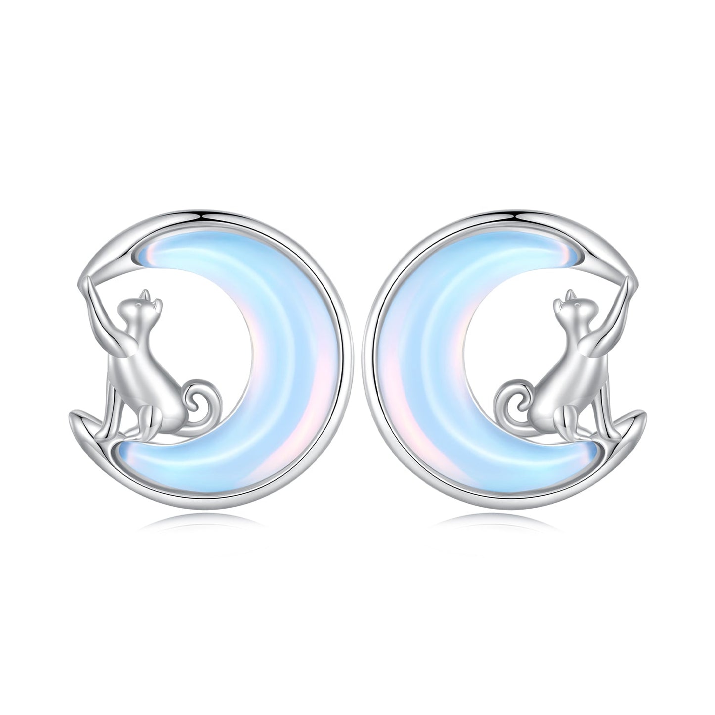 925 Sterling Silver Earrings with Transparent Glass, 13mm x 12mm for Women