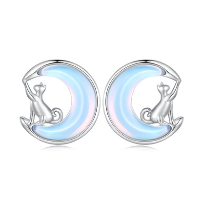 925 Sterling Silver Earrings with Transparent Glass, 13mm x 12mm for Women