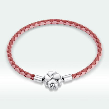 925 Sterling Silver Oxidized Leather Bracelet 17cm for Men
