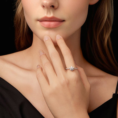 925 Sterling Silver Pavé Moissanite Ring with CZ - Size 6