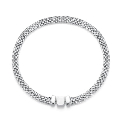 925 Sterling Silver Plated Platinum 17.0 Size Bracelet for Women