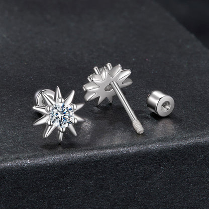 925 Sterling Silver Moissanite 0.10 Carat Earrings for Women - 0.7cm Size