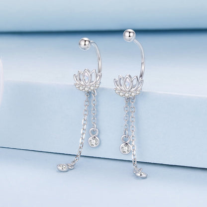 925 Sterling Silver Earrings with Pavé CZ in White Gold Plating - 3.1 x 0.7 cm for Women