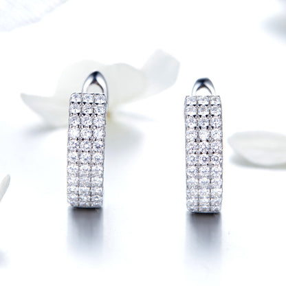 925 Sterling Silver Earrings with Pavé Setting CZ 1.3*0.4cm