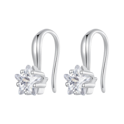 925 Sterling Silver Earrings with Pave Setting CZ 12*5mm for Women