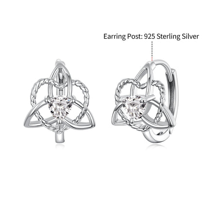 925 Sterling Silver White Gold Plated Pavé CZ 1.5x1.2cm Hoop Earrings for Women