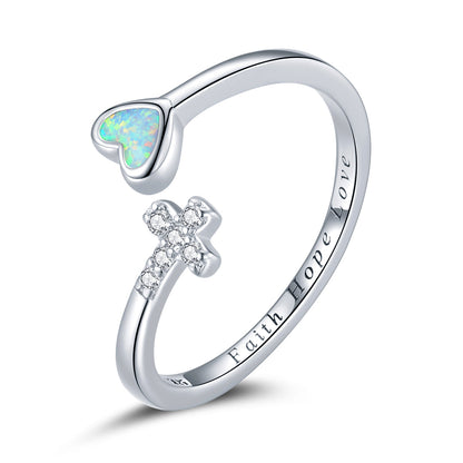 925 Sterling Silver Opal Ring with CZ for Women