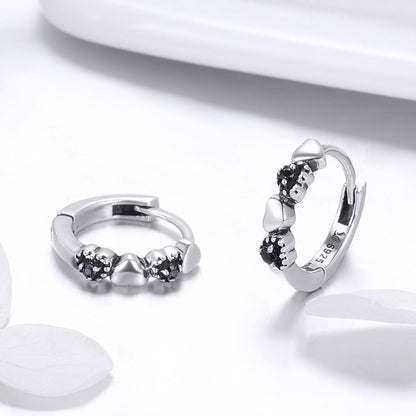 925 Sterling Silver Earrings with Pavé Setting CZ, 1.1*0.3cm