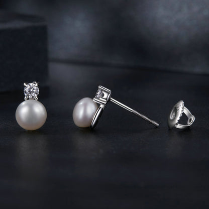 925 Sterling Silver Moissanite 0.1ct Freshwater Pearl Earrings for Women