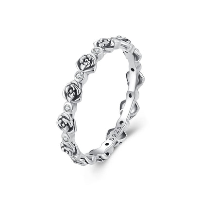 925 Sterling Silver Ring with Pavé Setting CZ - Size 6.0 - Oxidized Silver