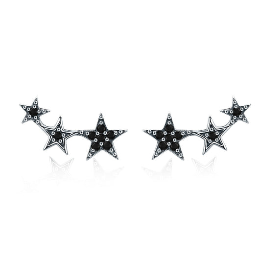 S925 Oxidized Silver Pavé CZ Earrings for Women