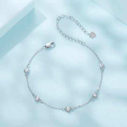 925 Sterling Silver Bracelet with Pavé Setting CZ and White Gold Plating