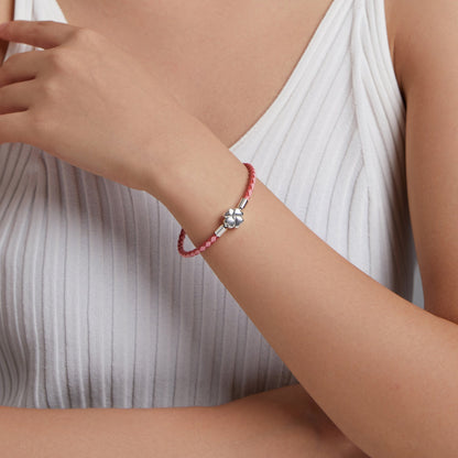 925 Sterling Silver Oxidized Leather Bracelet 17cm for Men