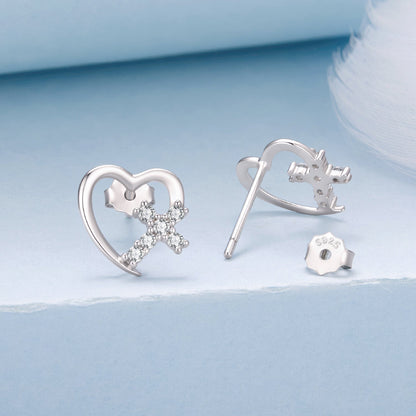 925 Sterling Silver White Gold Plated 1.0x1.0cm Pavé CZ Earrings for Women