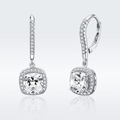925 Sterling Silver Plated Gold Pavé Setting CZ Earrings for Women