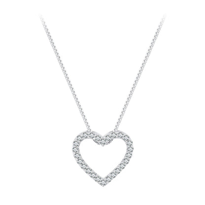 S925 Sterling Silver Necklace with Moissanite, 400mm + 50mm, Platinum Plated, Women