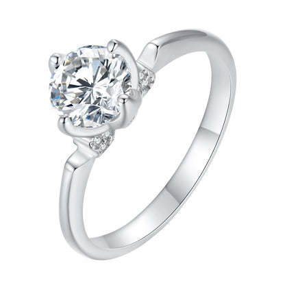 925 Sterling Silver 1.0 Carat Moissanite Ring in Size 8
