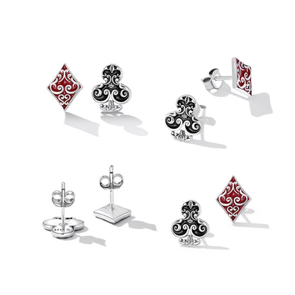 925 Sterling Silver Oxidized Enamel Plum Blossom Earrings for Women - 1.2 x 1.0 cm