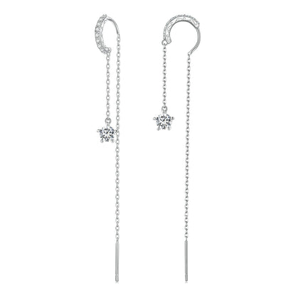 925 Sterling Silver Earrings with Pavé Setting CZ, 76*6mm