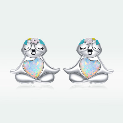 925 Sterling Silver Earrings with Translucent Opal