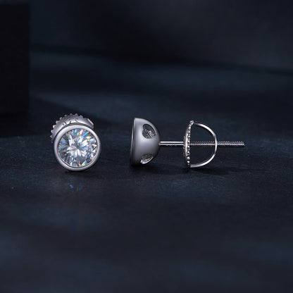 925 Sterling Silver 5.0mm Moissanite Earrings for Women