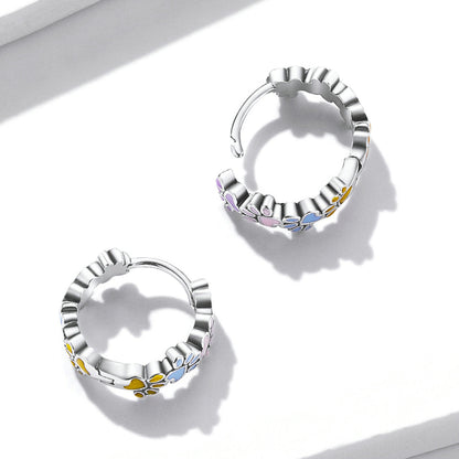 925 Sterling Silver Enamel Oxidized Silver Earrings
