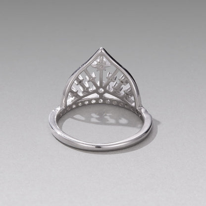 925 Sterling Silver White Gold Plated Ring with Pavé Setting CZ Size 6 for Women