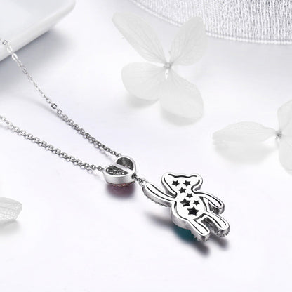 925 Sterling Silver Necklace 38-45cm with 3.1*1.3cm Pendant for Women