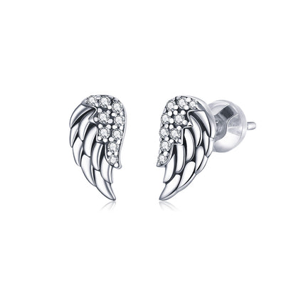 925 Sterling Silver Earrings with Pavé Setting CZ - 1.1x0.6cm
