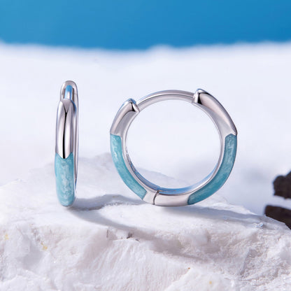 925 Sterling Silver Enamel Plated White Gold Earrings 1.2cm for Women