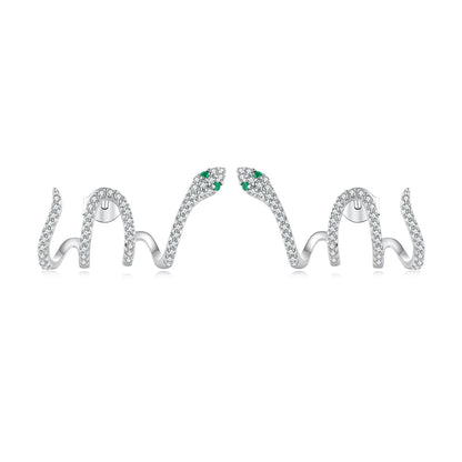 925 Sterling Silver Earrings with Plated Platinum and Pavé Setting CZ, 1.5x2.2cm for Women