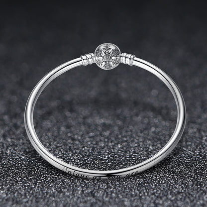 925 Sterling Silver 5.8CM Diameter and 0.3CM Thick Bracelet for Women