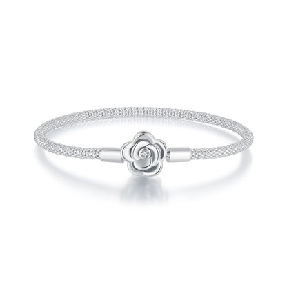 925 Sterling Silver Bracelet with Oxidized Finish and CZ 17.0 cm