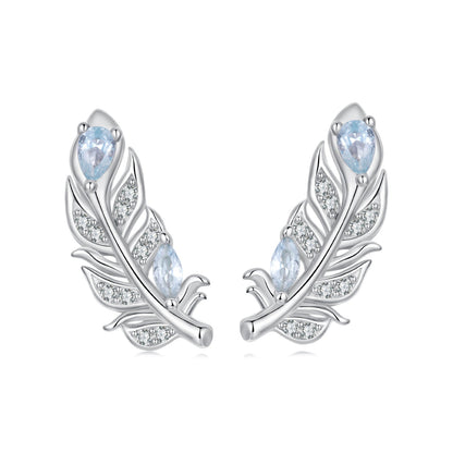 925 Sterling Silver Earrings with Pavé Setting CZ and White Gold Plating