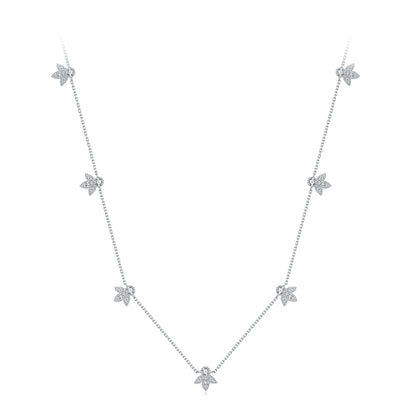 925 Sterling Silver Moissanite 0.25 Carat Necklace with Pavé Setting for Women