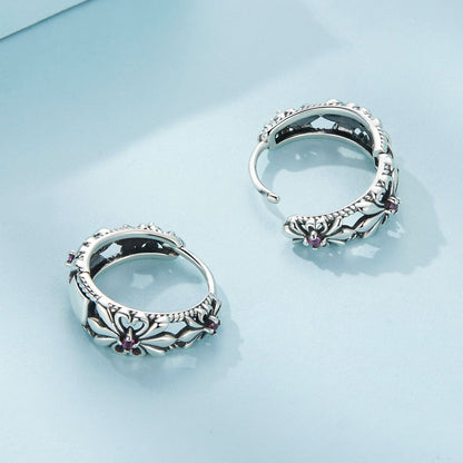 925 Sterling Silver Earrings with Pavé Setting and Oxidized Finish