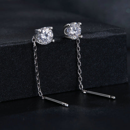 925 Sterling Silver 4.0 Carat Moissanite Earrings for Women