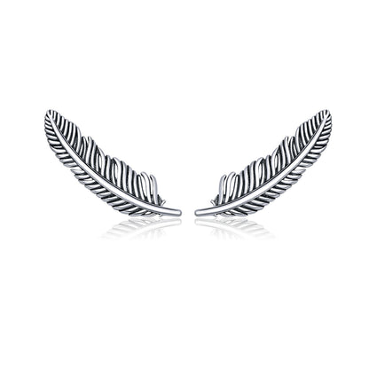 925 Sterling Silver Earrings - Oxidized Silver - 2.4cm x 0.7cm - Women