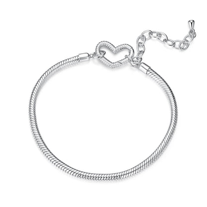 925 Sterling Silver Plated White Gold Bracelet - Adjustable 17+5cm