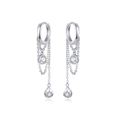 925 Platinum Plated Pavé Setting CZ Earrings