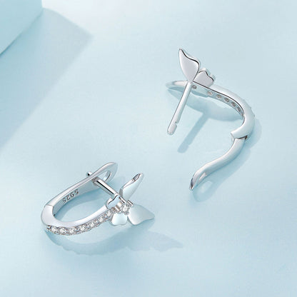 S925 Sterling Silver Small Platinum Plated Earrings with Pavé Setting CZ