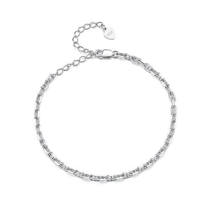 925 Sterling Silver Platinum Plated Bracelet 160+50mm for Women