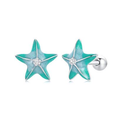 925 Sterling Silver Enamel White Gold Plated Earrings