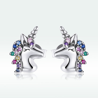 925 Sterling Silver Earrings with Pavé Setting CZ, Oxidized, 1.4x0.9cm for Women