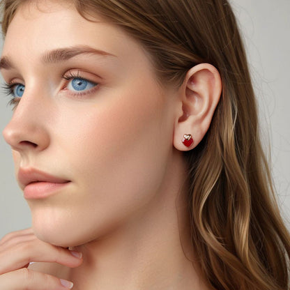 925 Sterling Silver Earrings with Enamel Finish and Pavé Setting in Rose Gold