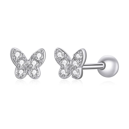 925 Sterling Silver Earrings with CZ in Pavé Setting - 0.4*0.5cm - Women