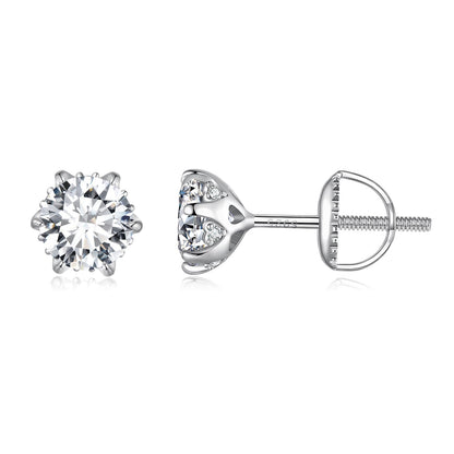925 Sterling Silver 6.5mm Moissanite Earrings for Women