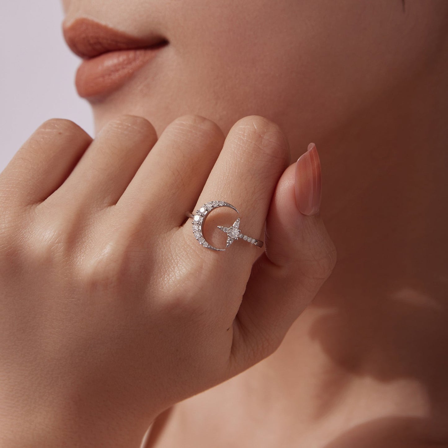 925 Sterling Silver Moissanite 0.25cm White Gold Plated Ring - Size E for Women